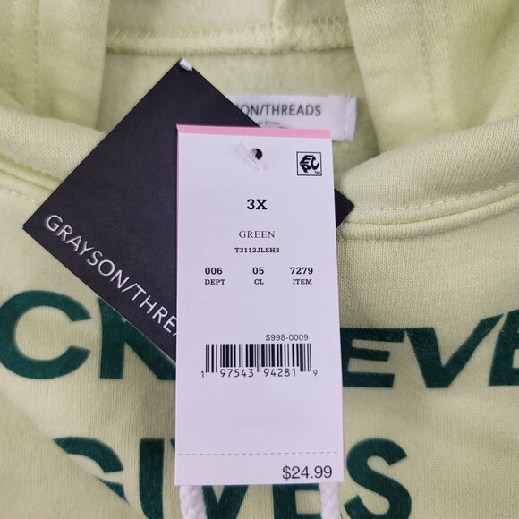 Grayson Threads 3X Luck Never Gives Graphic Hoodie Green Relaxed Fit - Picture 5 of 9
